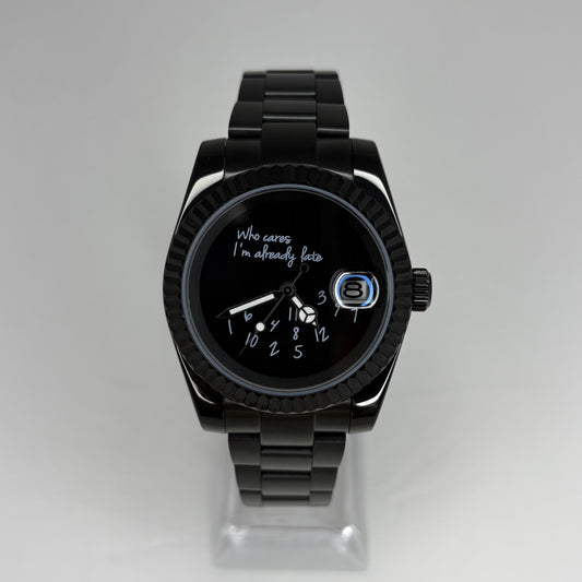 Seikojust  “Who Cares I’m Already Late” Black