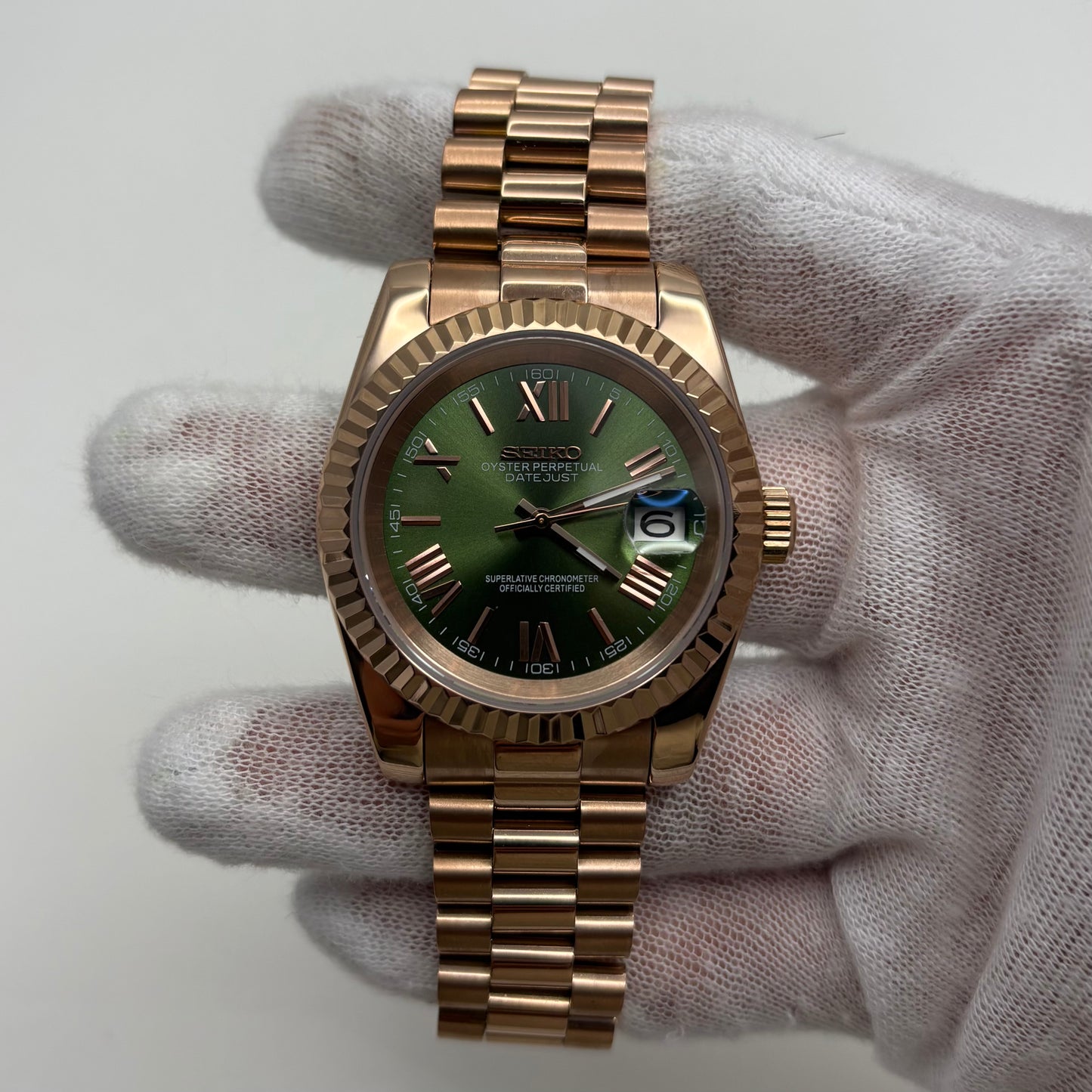 Seikojust Rose Gold Olive Presidential