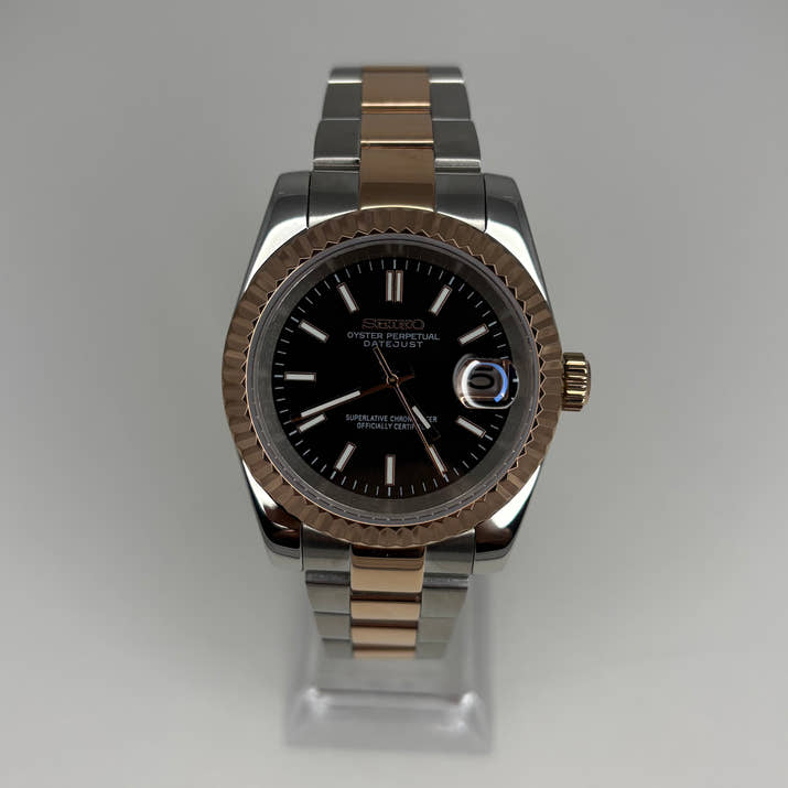 Seikojust Two Tone Rose Gold Black Dial