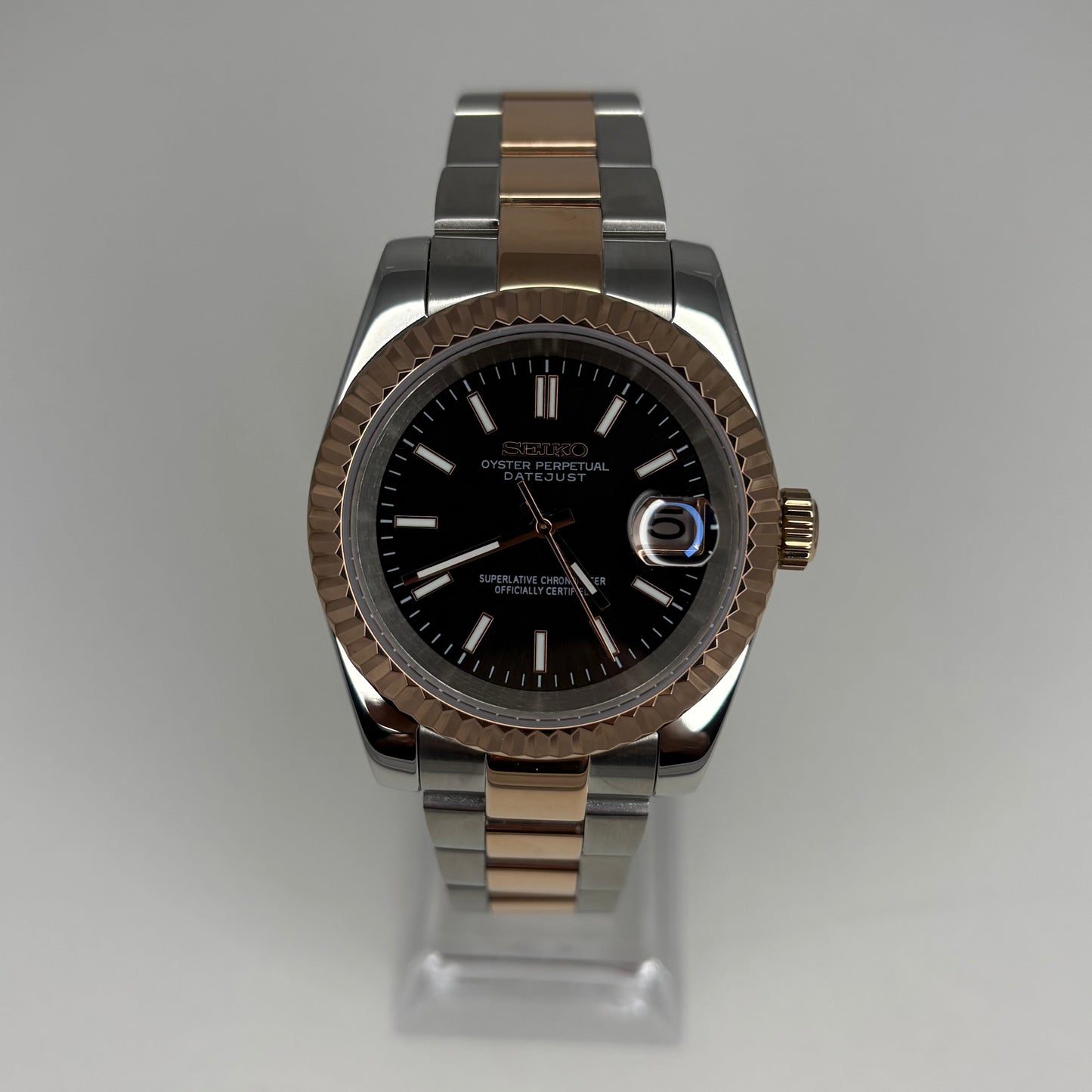 Seikojust Two Tone Rose Gold Black Dial