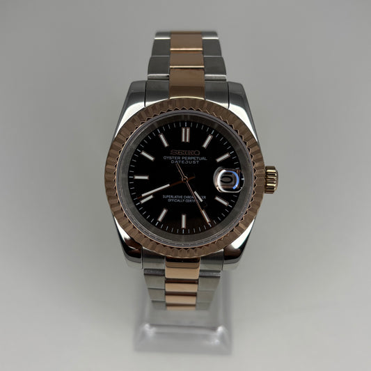 Seikojust Two Tone Rose Gold Black Dial