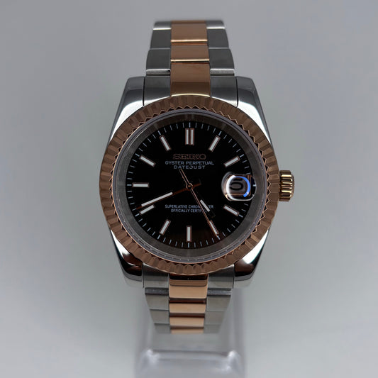Seikojust Two Tone Rose Gold Black Dial