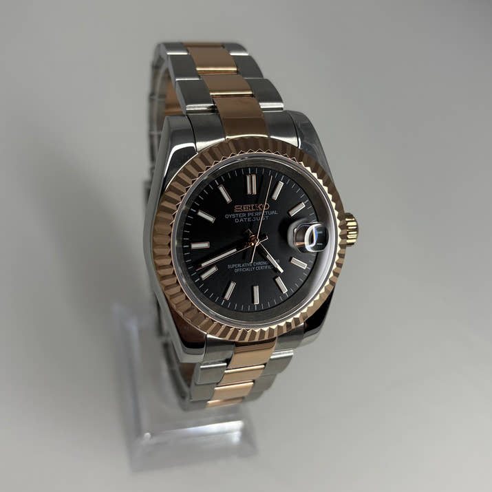 Seikojust Two Tone Rose Gold Black Dial