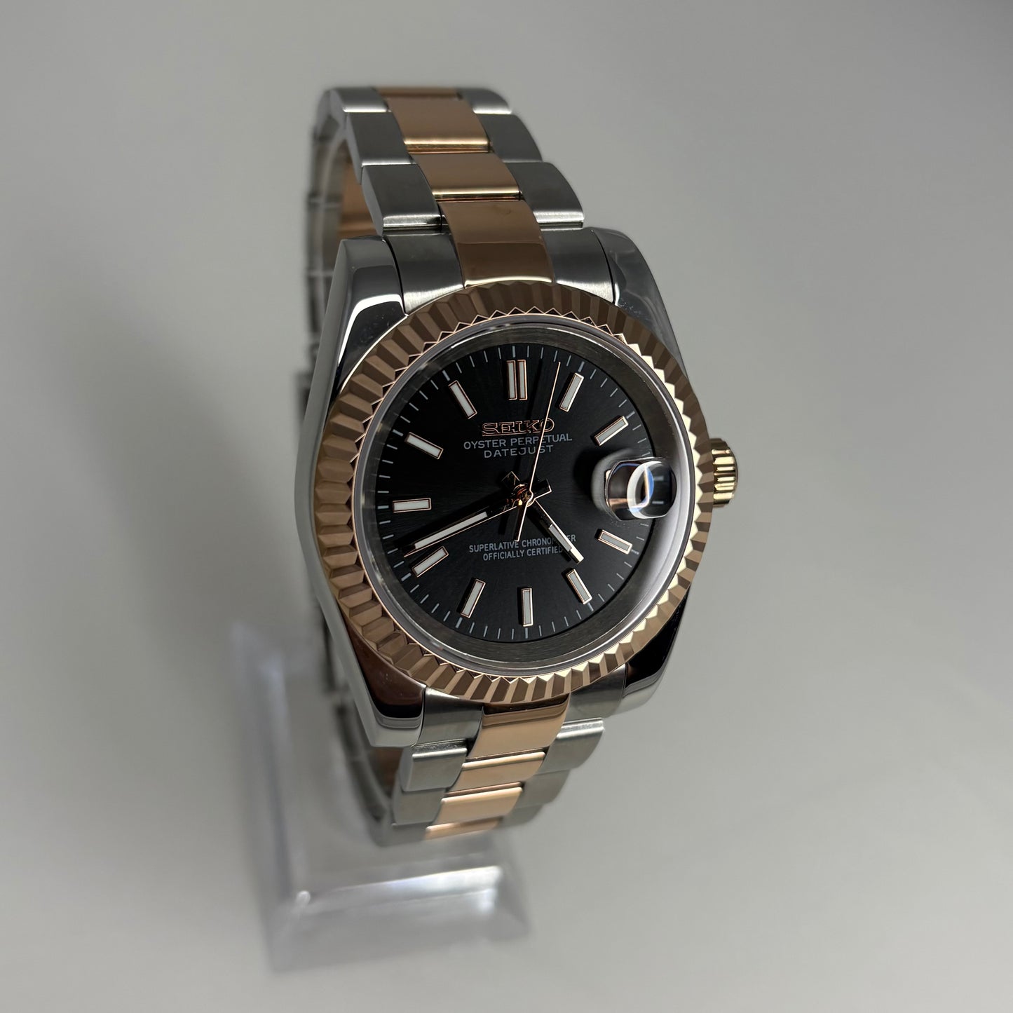 Seikojust Two Tone Rose Gold Black Dial