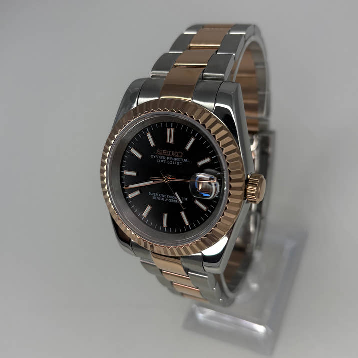 Seikojust Two Tone Rose Gold Black Dial