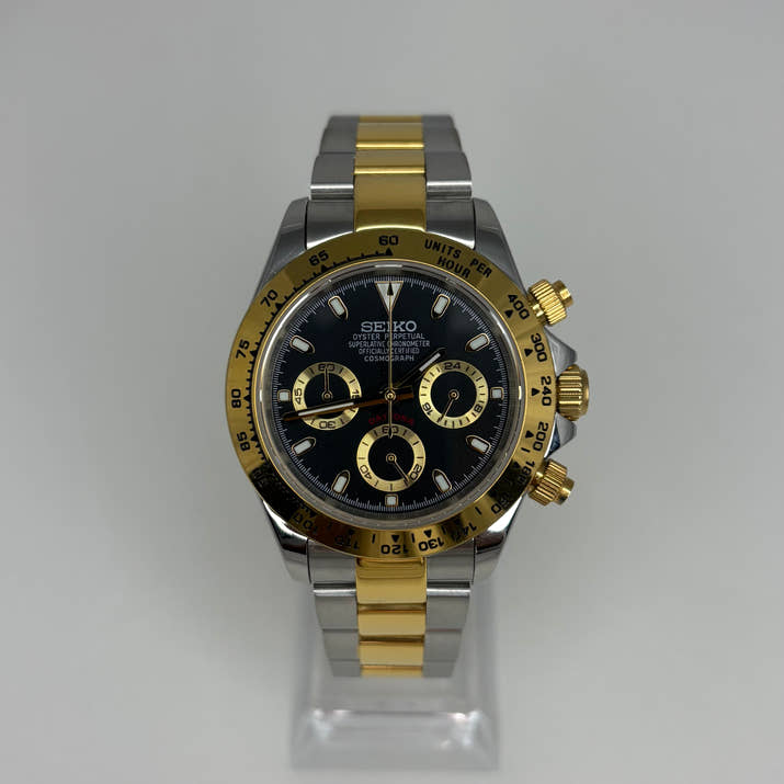 Seitona Two Tone Gold Black Dial
