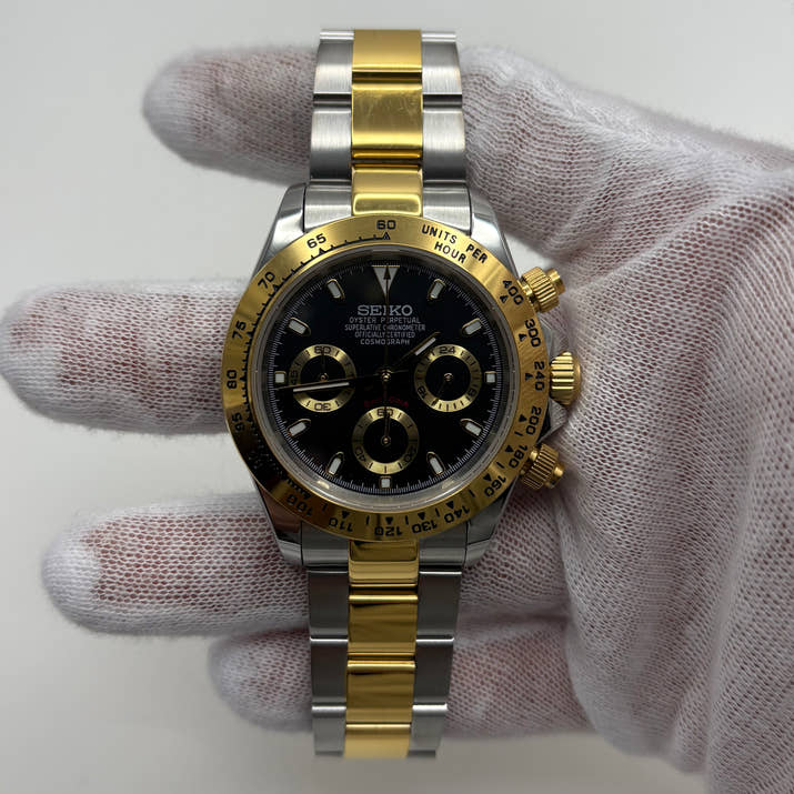 Seitona Two Tone Gold Black Dial