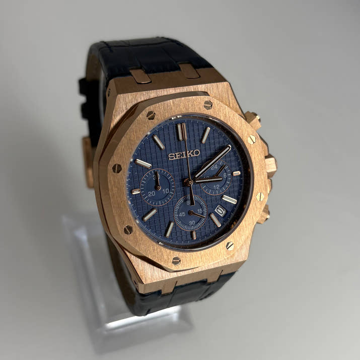 Royal Seioak Rose Gold Blue (Leather)