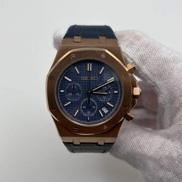 Royal Seioak Rose Gold Blue (Leather)